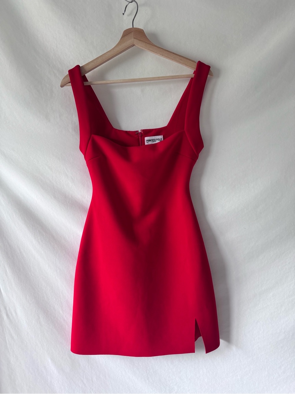 Princess Polly Bombshell Red Square Neck Bodycon Mini Dress US 4 - Picture 2 of 9